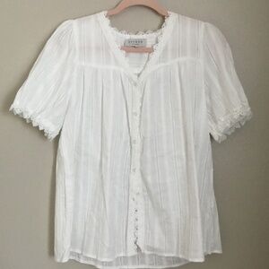 Hayden Los Angeles White Blouse with Lace Trim